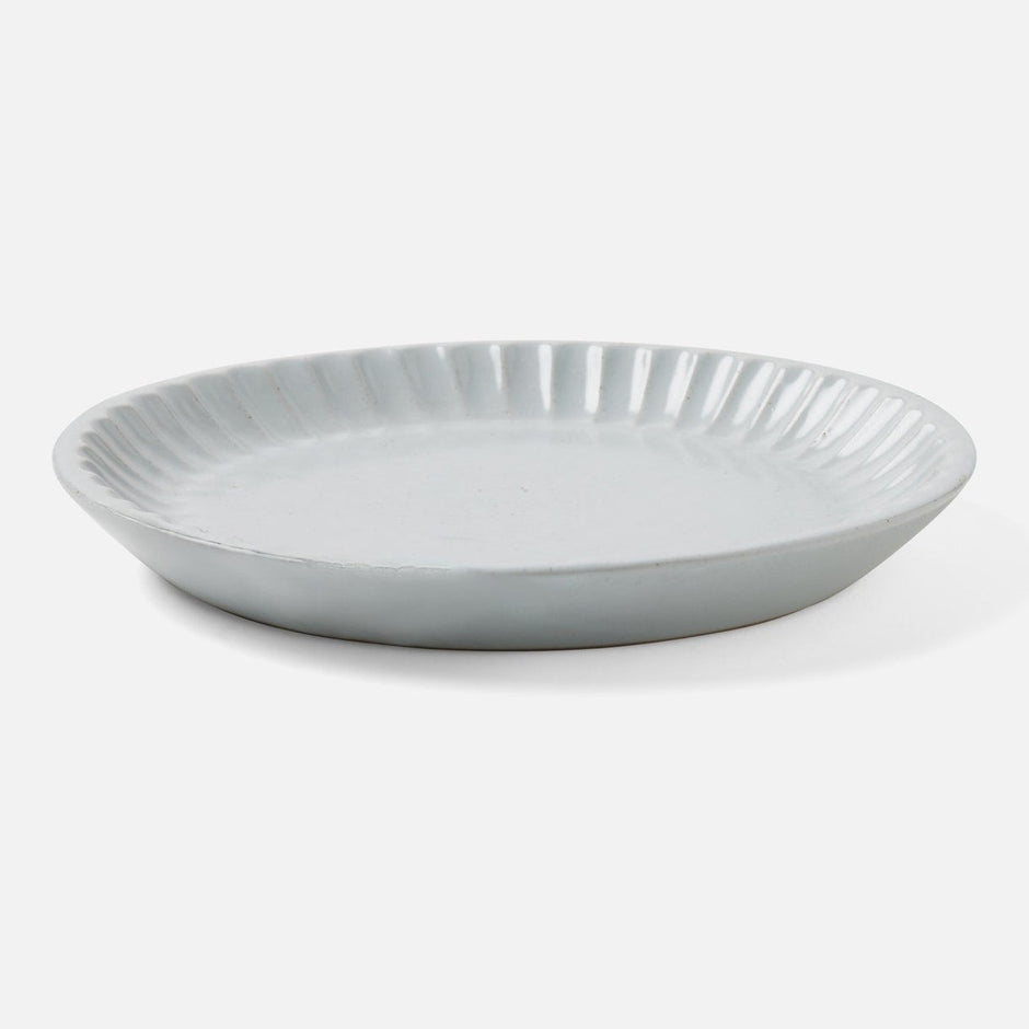 White ceramic salad plate from Blue Pheasant's Nathalie dishware collection, featuring a clean, elegant design.