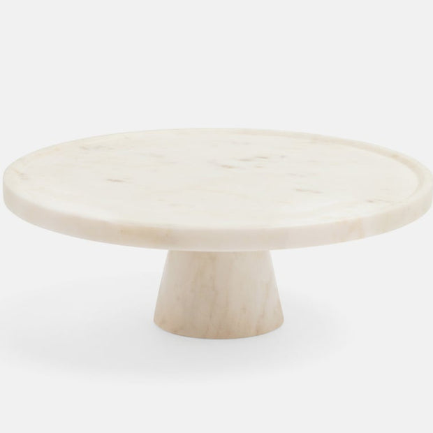 Blue Pheasant Samantha Marble Cake Stand serveware with a white marble finish on a decorative cake display stand.