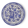 Blue Regal Peacock medium plate by Burleigh showcasing intricate peacock design and vibrant blue porcelain decorative plate.