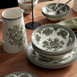 Dark green Asiatic Pheasants cereal bowl by Burleigh featuring detailed bird and floral patterns on fine ceramic.