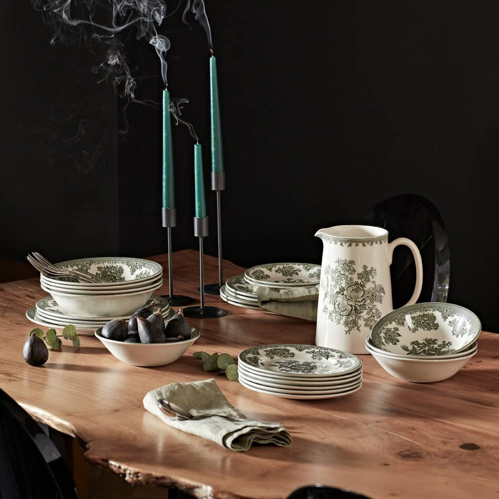 Dark green Asiatic Pheasants half pint mug by Burleigh featuring detailed bird illustration on ceramic pottery.