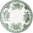Dark green Asiatic Pheasants saucer by Burleigh featuring intricate bird and floral design on fine ceramic surface.