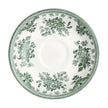Dark green Asiatic Pheasants saucer by Burleigh featuring detailed pheasant illustrations on fine ceramic.