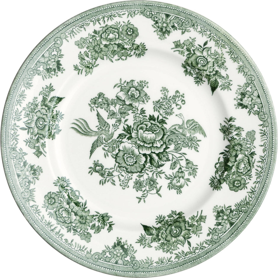 Dark green Asiatic Pheasants small plate by Burleigh featuring detailed pheasant illustrations on fine china.