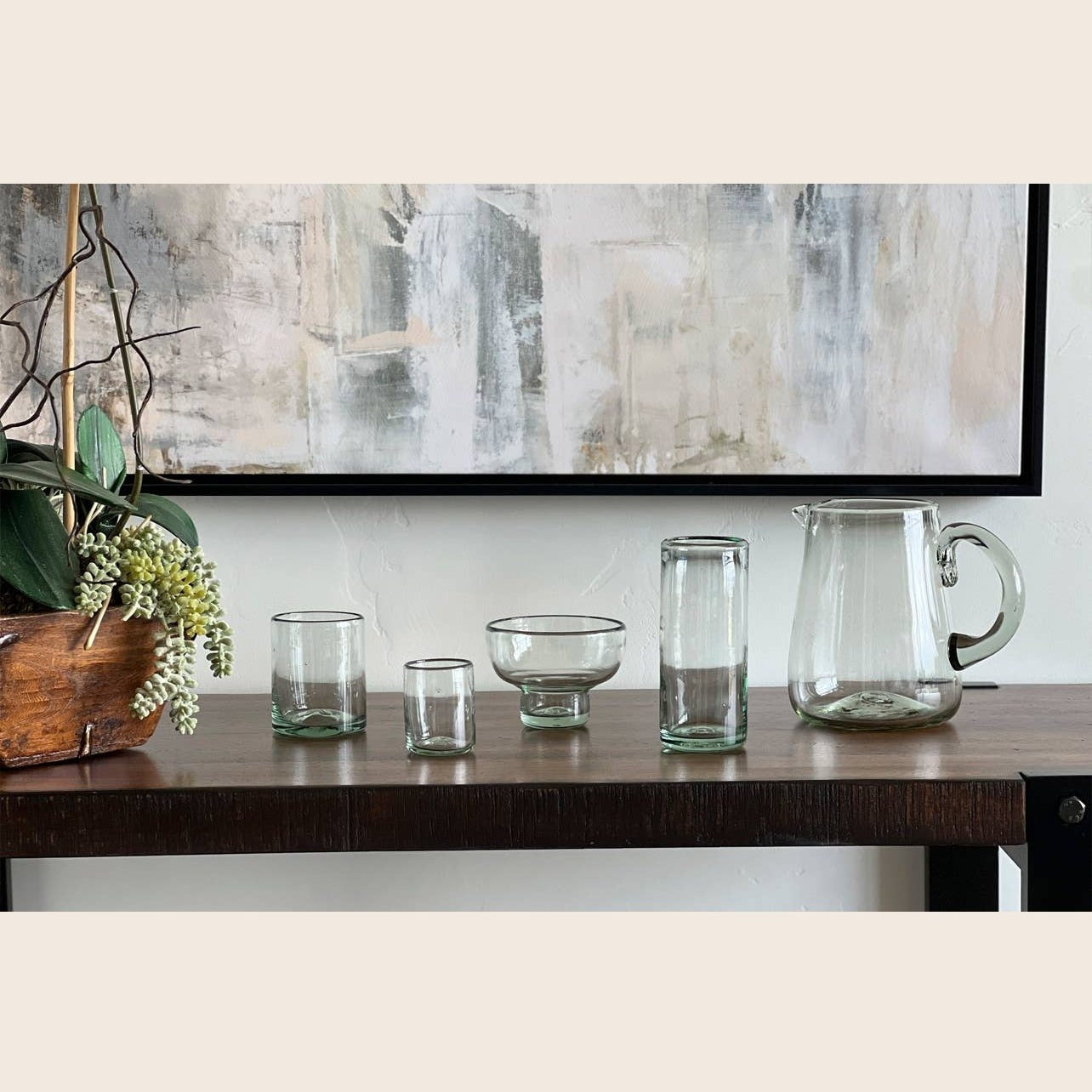 Handblown Glass Pitcher - Clear