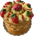 Cereria Introna 3-layer strawberry cake pillar candle with layered pink and white wax, decorative and suitable for home decor.