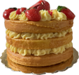 Cereria Introna 3-layer strawberry cake pillar candle with detailed frosting and layered design, perfect for decorative use.