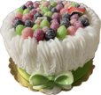 Cereria Introna Blackberry Cake pillar candle with green icing and candle wick, showcasing a decorative and fragrant candle design.
