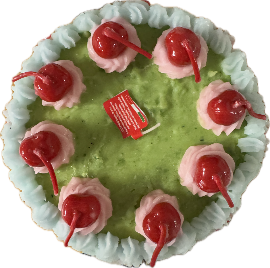 Multi-color Retro Cake pillar candle by Cereria Introna, showcasing vibrant, layered wax design with a classic retro style.