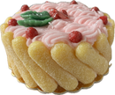 Cereria Introna strawberry ladyfinger cake pillar candle with detailed icing and cake design for decorative use