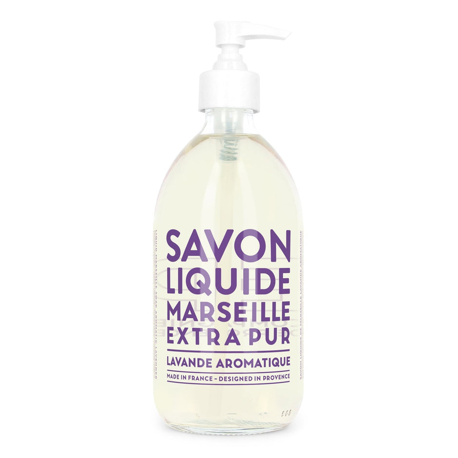CieLuxe Marseille Liquid Soap by Compagnie de Provence featuring a clear bottle and Mediterranean sea-inspired design.