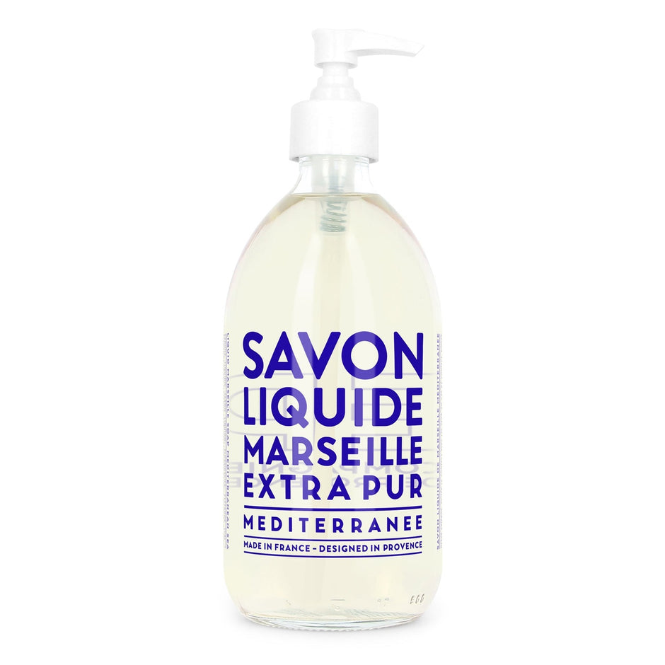 CieLuxe Marseille liquid soap with Mediterranean sea scent, 16.9 fl oz, featuring a clear bottle and elegant label design