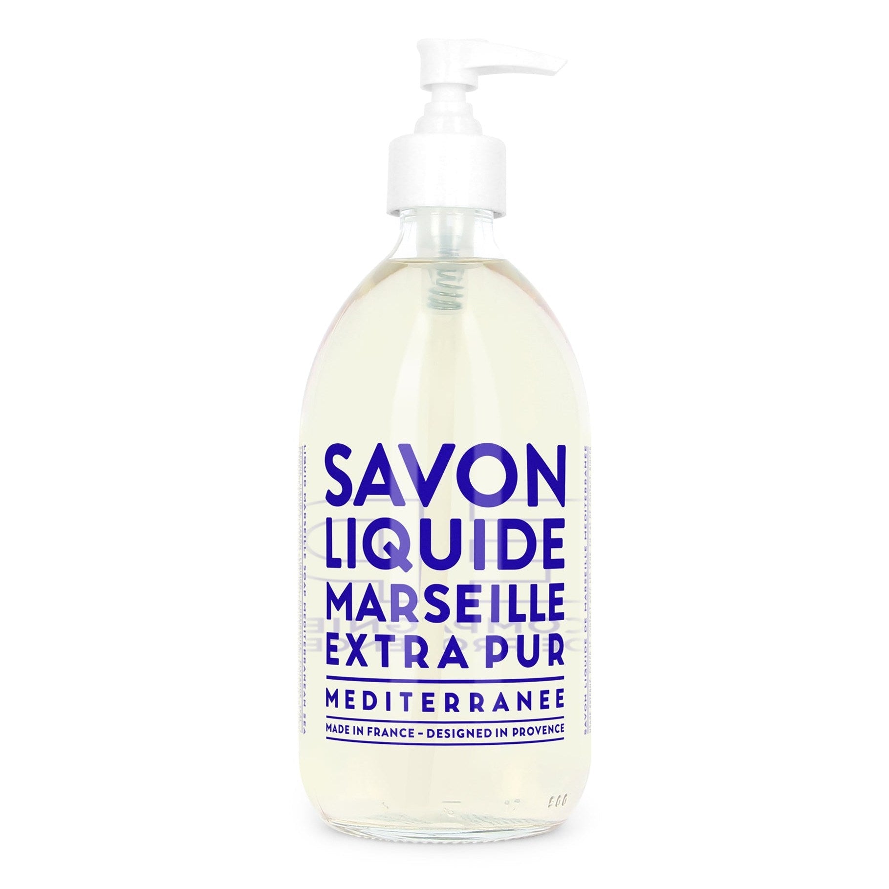 CieLuxe Marseille liquid soap with Mediterranean sea scent, 16.9 fl oz, featuring a clear bottle and elegant label design