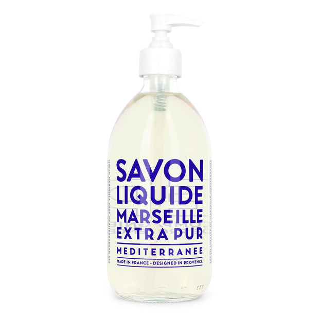 CieLuxe Marseille liquid soap with Mediterranean sea scent, 16.9 fl oz, featuring a clear bottle and elegant label design
