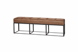 Rust leather Cisco Cruz Dawson bench with black metal iron base, featuring a stylish and sturdy design for home decor.