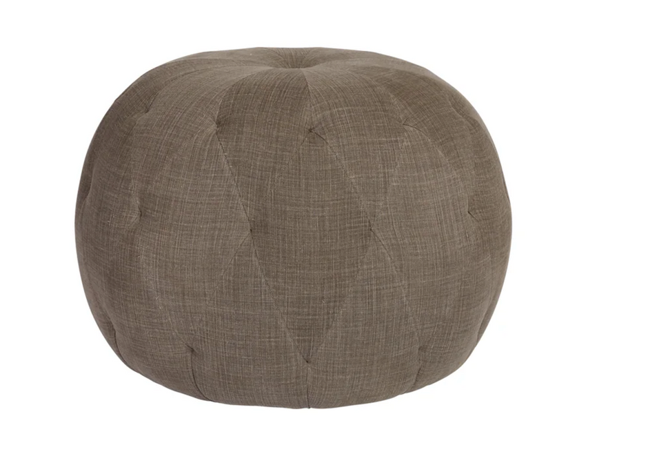 Cisco tufted round pouf in spicy rye color, soft fabric with a plush, tufted surface for comfortable seating or decor accents.
