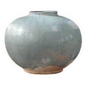 Henan Blue Vase by Clubcu/Blaxsand, ceramic decorative vase with intricate blue and white patterns, on a plain background.