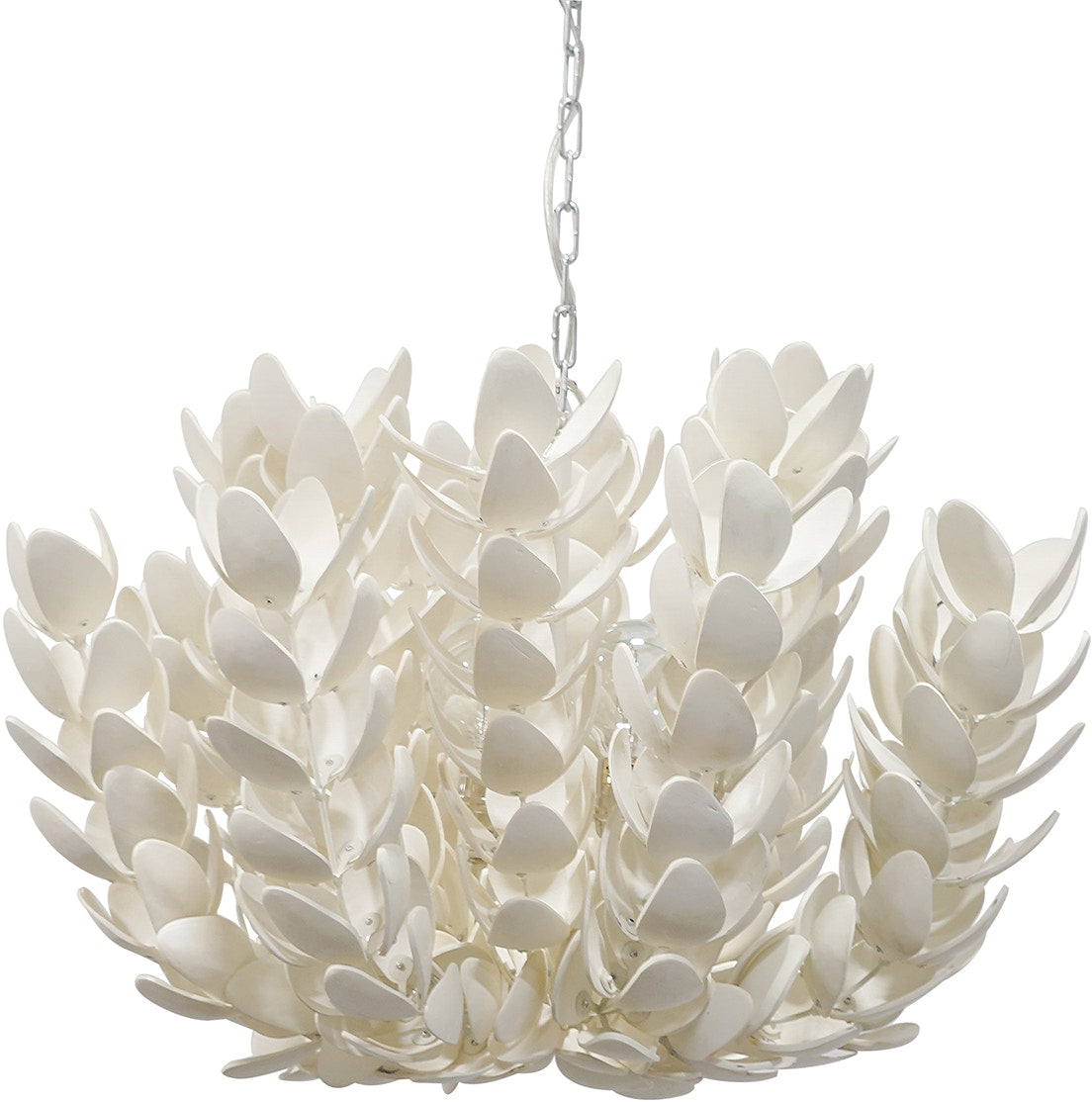 White floral chandelier made with natural materials from coconuts