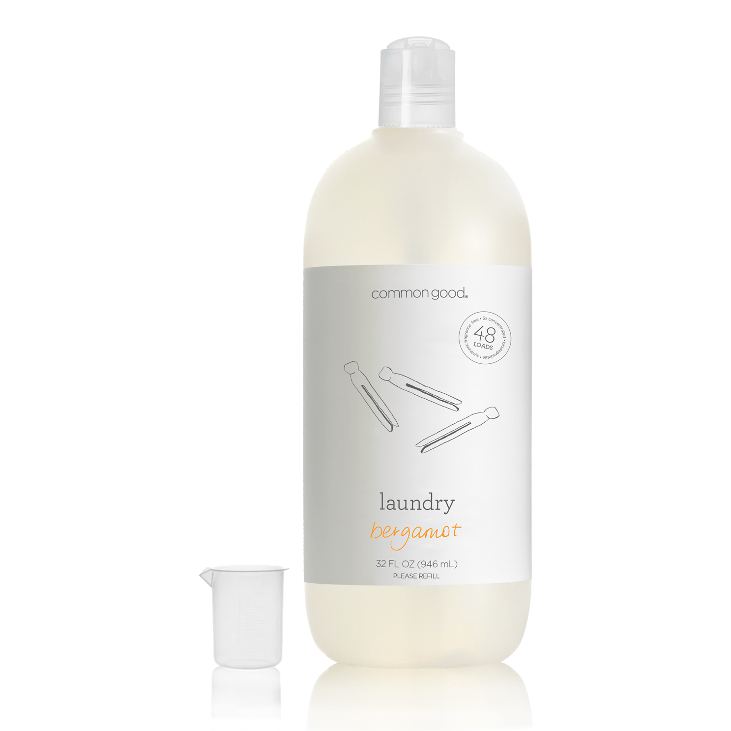 Common Good Gentle Laundry Detergent bottle with lavender scent, featuring a white label and eco-friendly design.