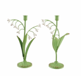 Creative Co-op Toleware Lily of the Valley candle holder with two style options, featuring decorative metal design and floral accents.