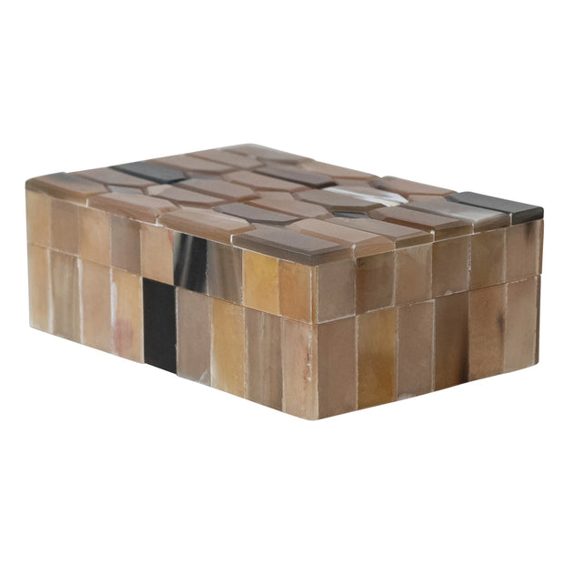 Handmade natural horn decor box by Creative Co-op with a polished finish, ideal for stylish storage or decorative display.