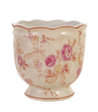 Creative Co-op stoneware scalloped garden planter with floral pattern, featuring a decorative, textured ceramic design.