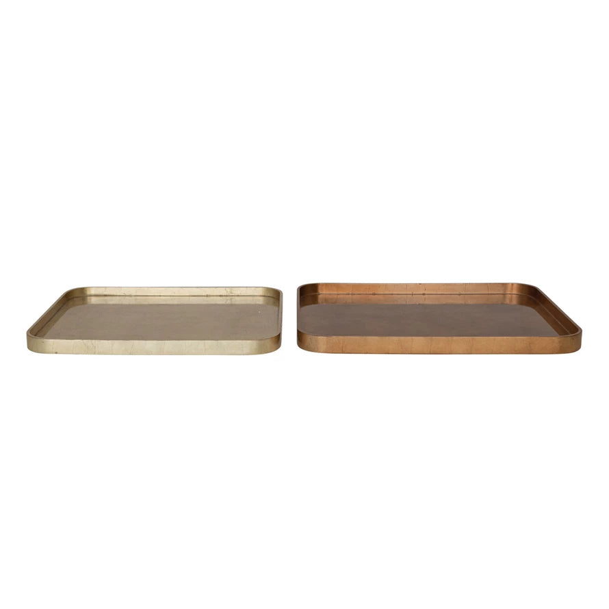 Lacquered Trays Gold + Copper Finish Set/2 - Maaribu