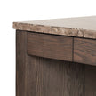 Wooden desk with a marble countertop on a white background