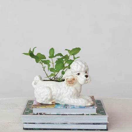 Stoneware Poodle Planter