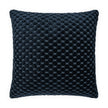 Dark blue textured pillow with a velvet pattern.