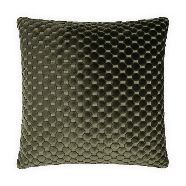 Green textured pillow with a velvet pattern