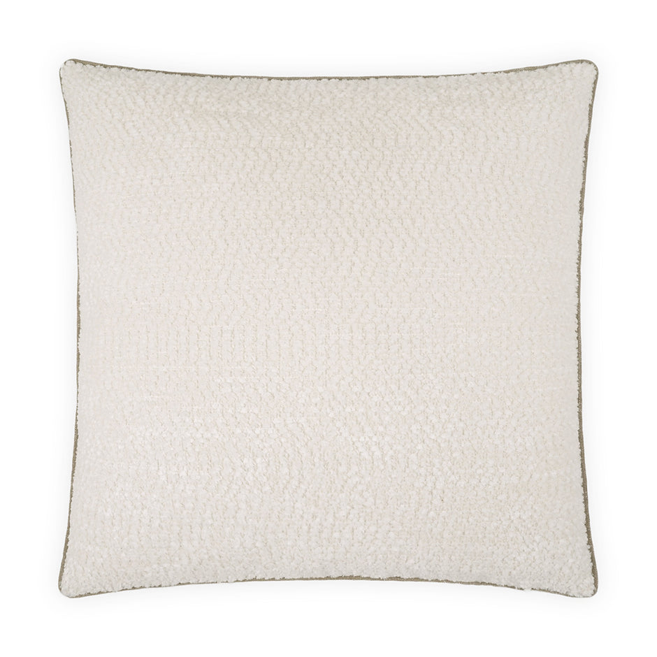 ivory square pillow 24 inches by 24 inches with textured soft fabric and taupe cord edge