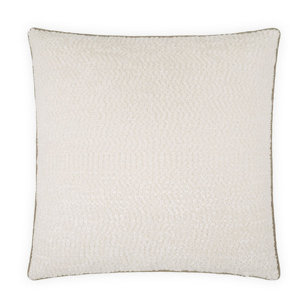 ivory square pillow 24 inches by 24 inches with textured soft fabric and taupe cord edge