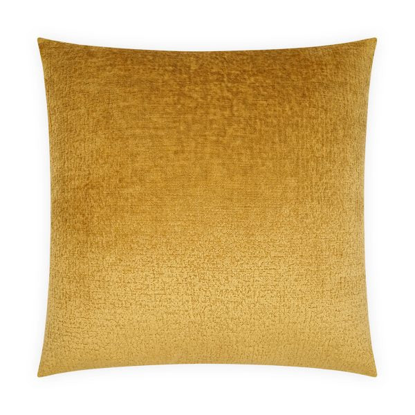Textured velvet mustard yellow square throw pillow 