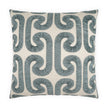 Decorative pillow with blue geometric pattern on a white background