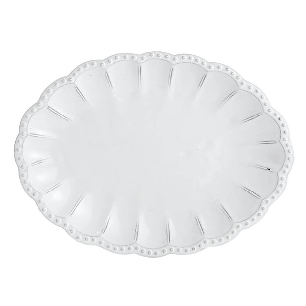 Bella Bianca Beaded Oval Platter