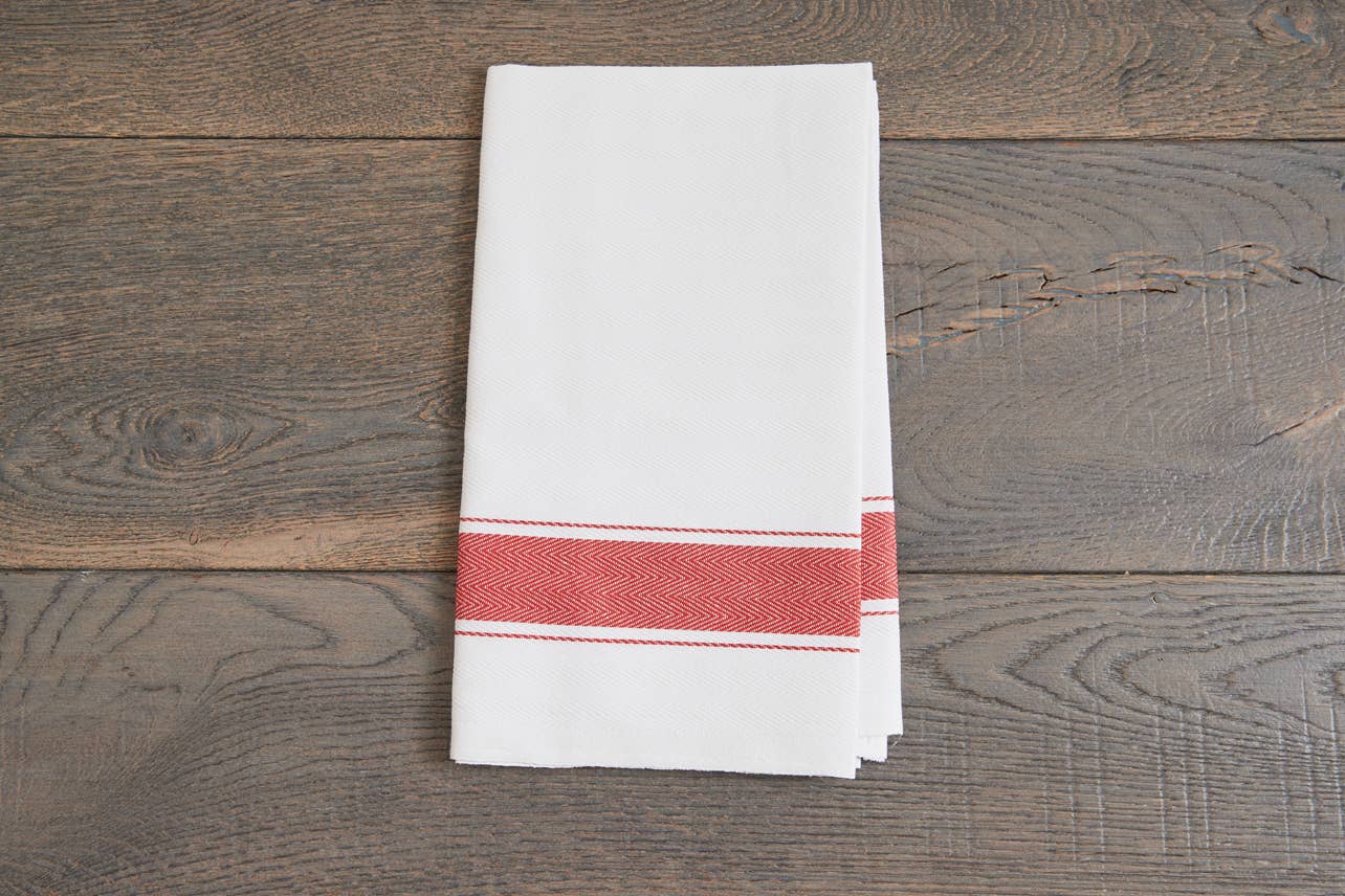 Classic Italian Kitchen Towel - Herringbone Red - Maaribu