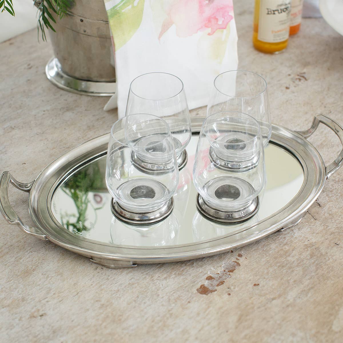 Roma Mirror Tray with Handles