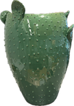 Green Apulian ceramic cactus vase by Enza Fasano, featuring a unique textured design and vibrant color.