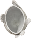 White Apulian Ceramic Cactus Vase by Enza Fasano shown with a textured cactus design and smooth white finish.