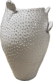 White Apulian ceramic cactus vase by Enza Fasano, featuring a smooth, rounded design with a cactus motif.