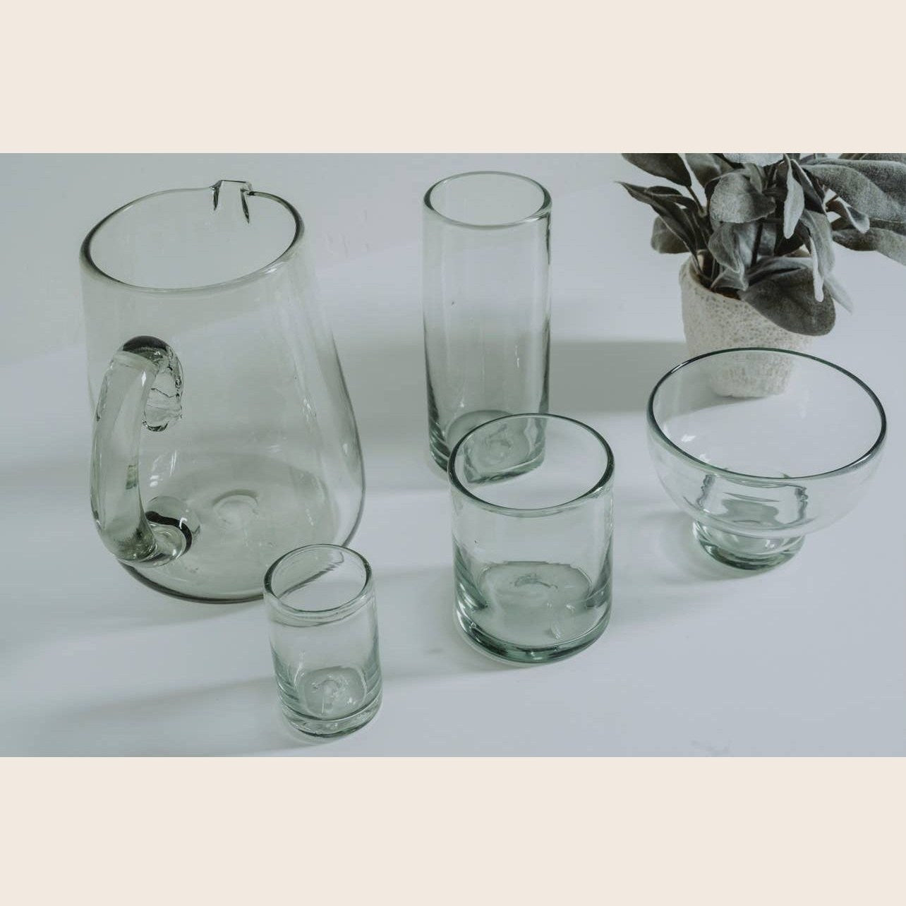 Handblown Glass Pitcher - Clear