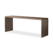 Four Hands Leo Console Table featuring a sleek wooden top and metal legs, ideal for entryways or living room decor.
