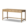 Four Hands Tula Oak Desk with sleek wooden surface and modern design, ideal for home or office workspace.