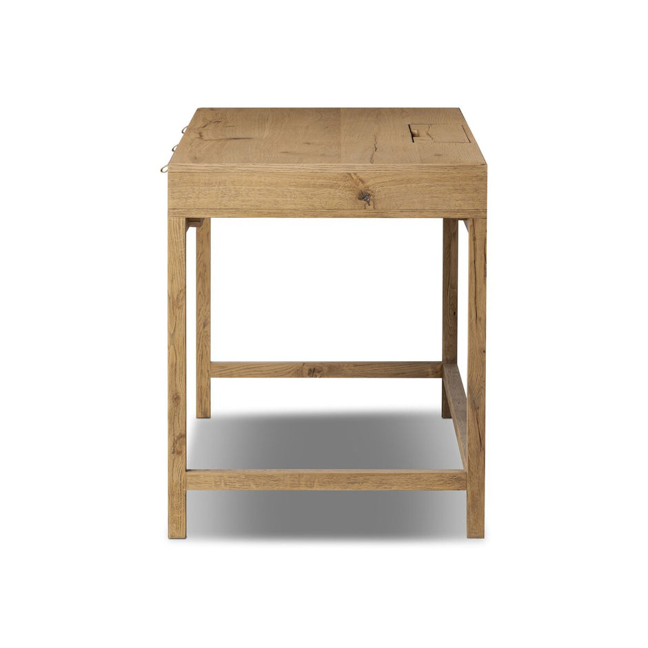 Four Hands Tula Oak Desk with clean lines and natural wood finish, ideal for modern office or home workspace.