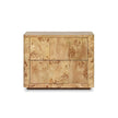 Burl wood rectangular nightstand by Four Hands with clean lines and natural wood grain finish, ideal for bedroom decor.