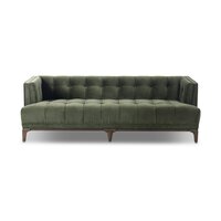 Olive green Dylan velvet tufted sofa by Four Hands, 78-inch width, showcasing plush upholstery and elegant tufted design.