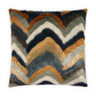Multicolored zigzag patterned pillow with a faux fur texture