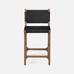 Made Goods Rawley Counter Stool, Aged Natural Teak and Faux Rattan
