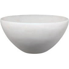 A large white faux alabaster decorative bowl with a matte finish.